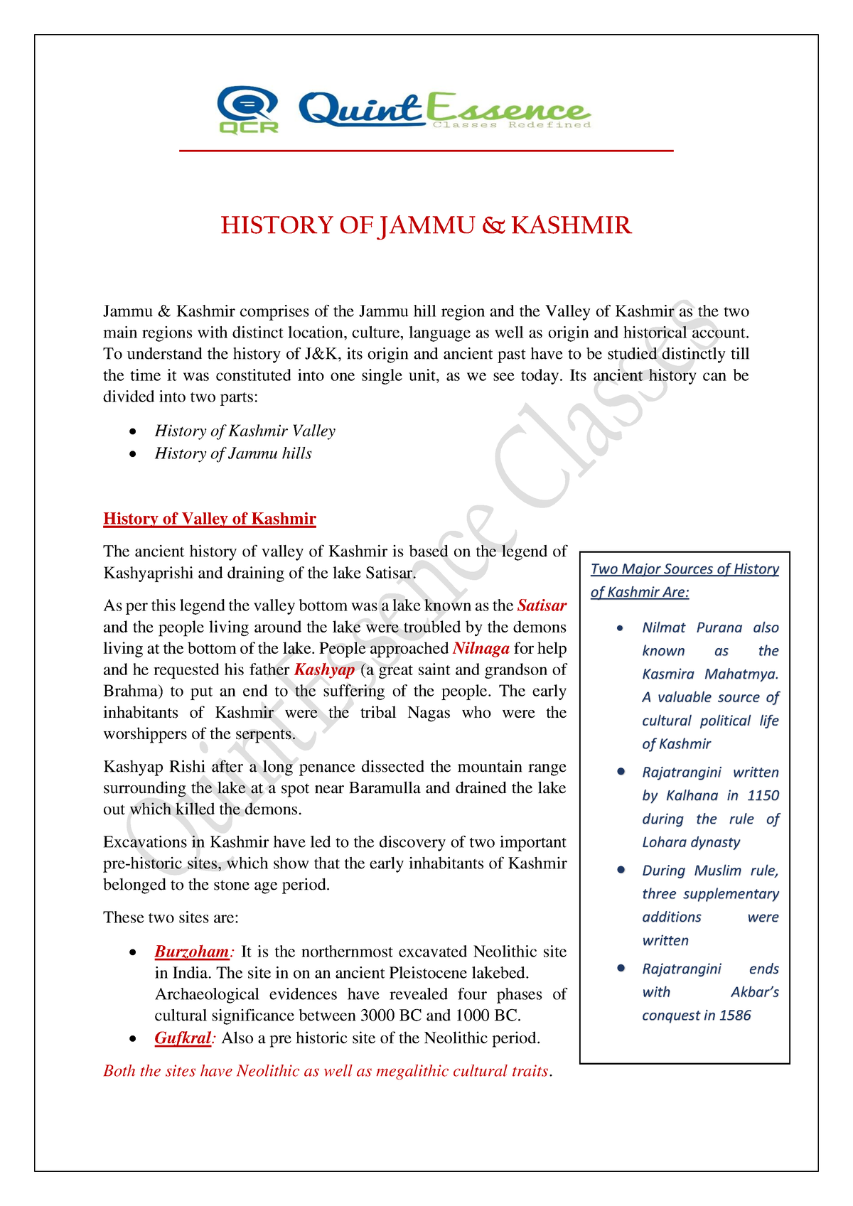 History Of Kashmir Part I-1 - HISTORY OF JAMMU & KASHMIR Jammu ...