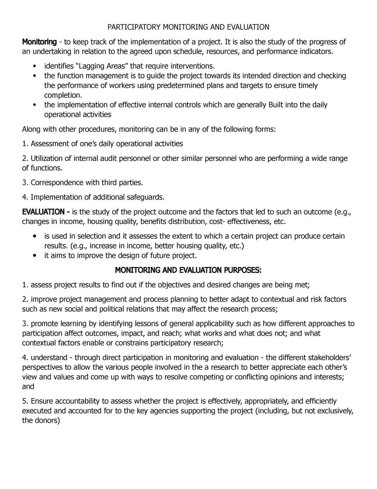 Nstp-cwts 2: Participatory Monitoring And Evaluation - Participatory 