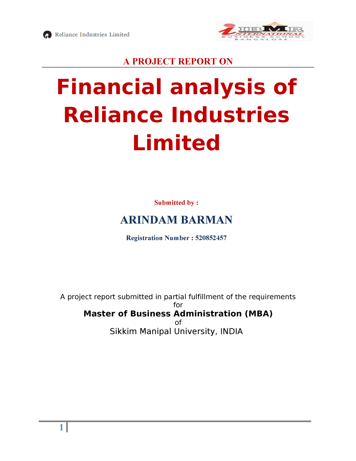 research report on reliance industries