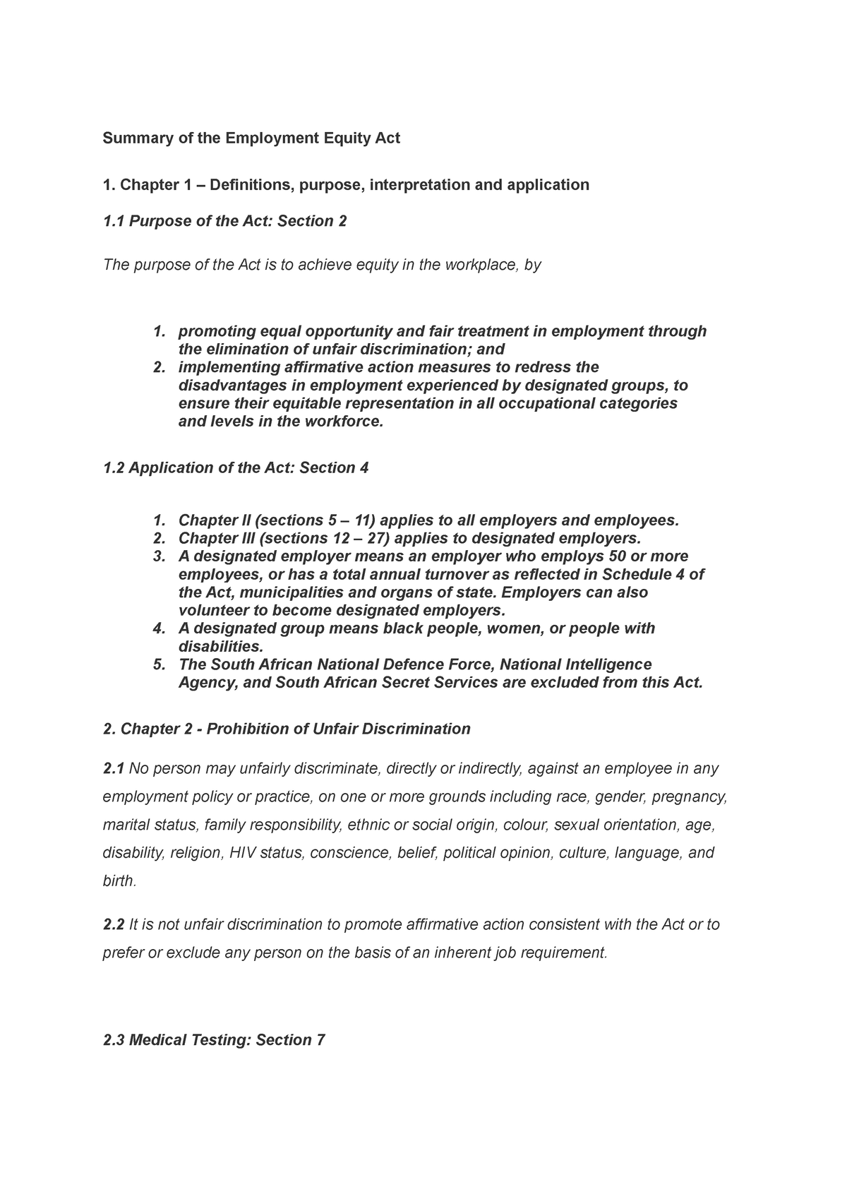 employment equity act essay business studies