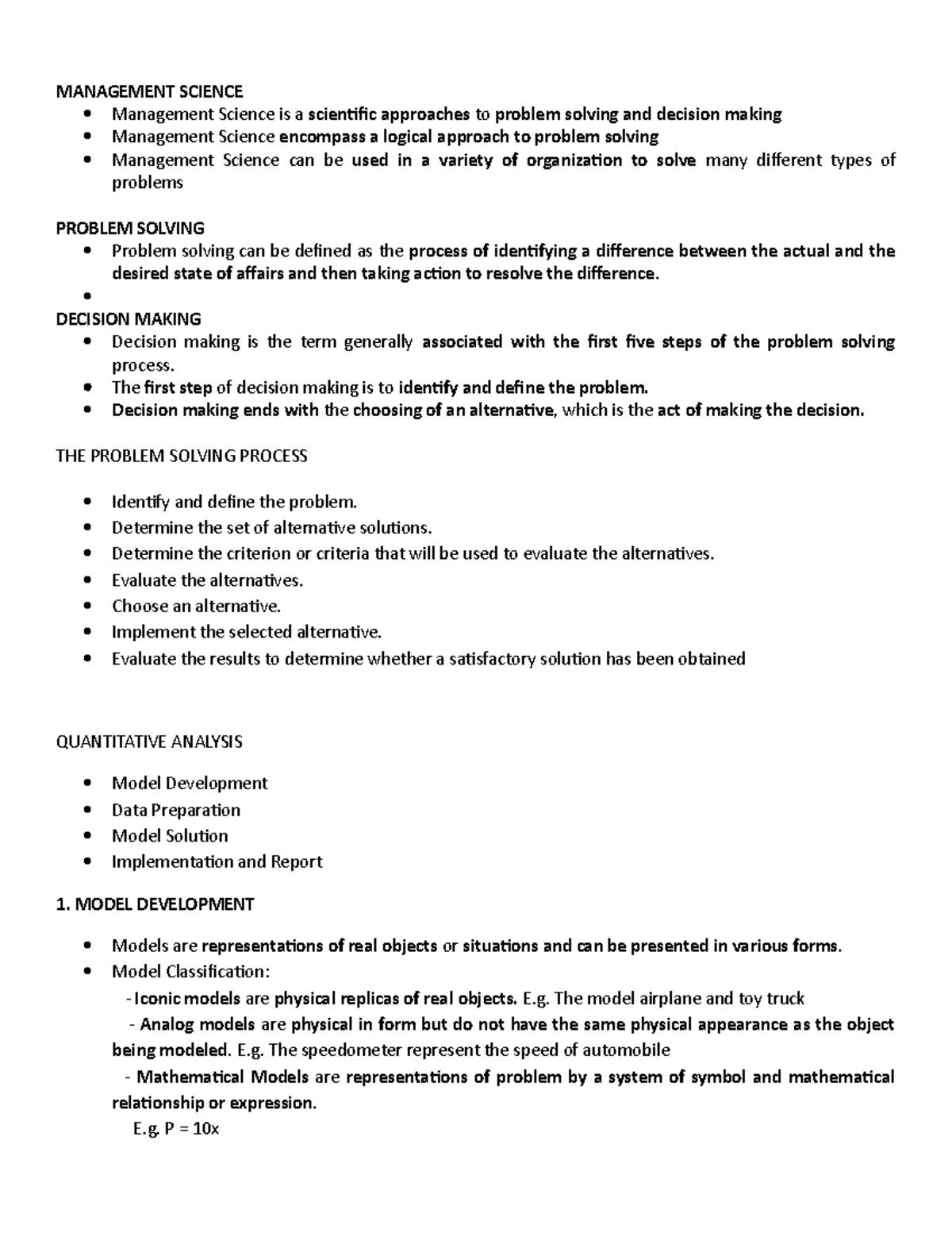 Introduction to Management Science and Model - MANAGEMENT SCIENCE ...