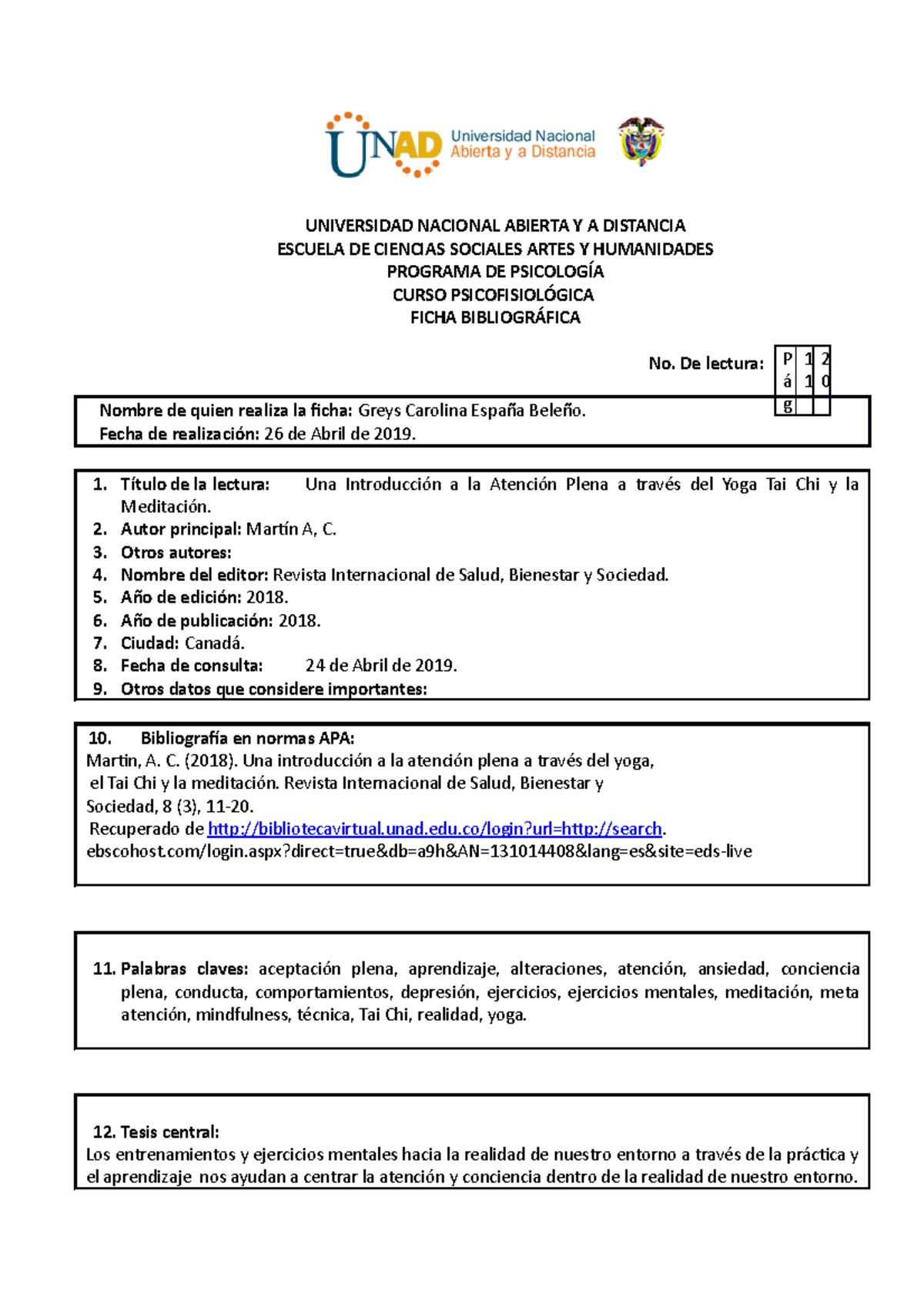 Ficha Bibliografica 4 Introduccion A La Atencion Plena Tai Chi Universidad Nacional Abierta Y A Studocu