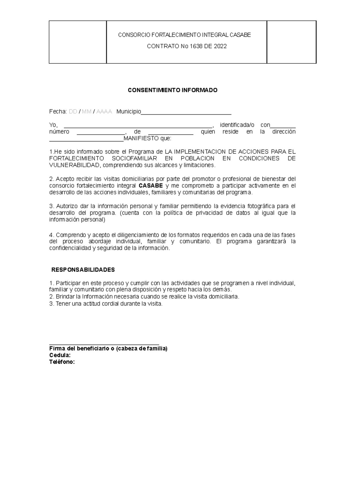 Formatos Finales Finales - CONTRATO No 1638 DE 2022 CONSENTIMIENTO ...