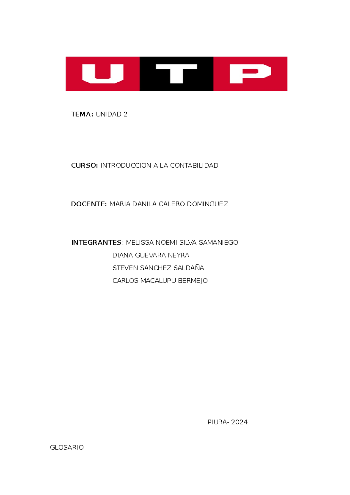 Contabilidad - jwjjosamkm - TEMA: UNIDAD 2 CURSO: INTRODUCCION A LA ...