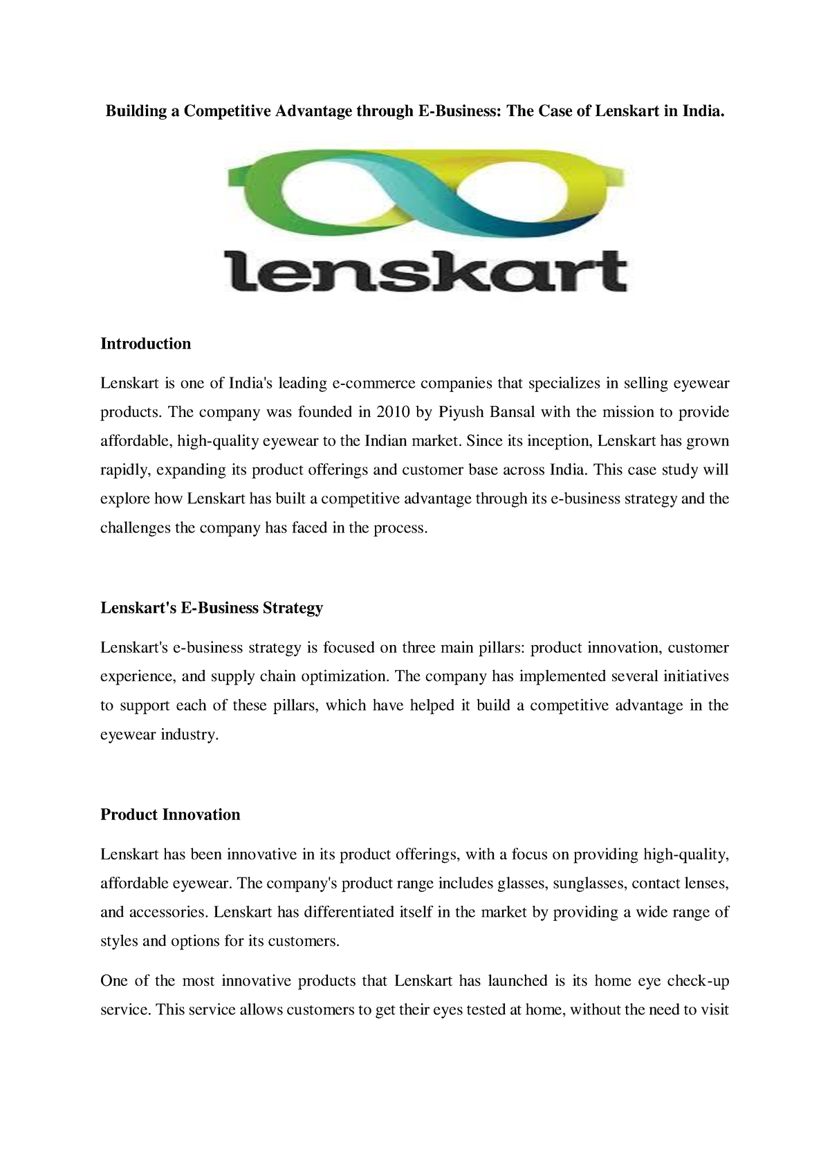 case study of lenskart ppt