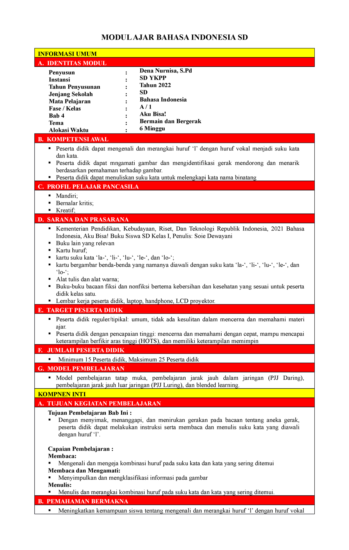 BAB 4 - MA B Indo Kls 1 (datadikdasmen - MODUL AJAR BAHASA INDONESIA SD ...