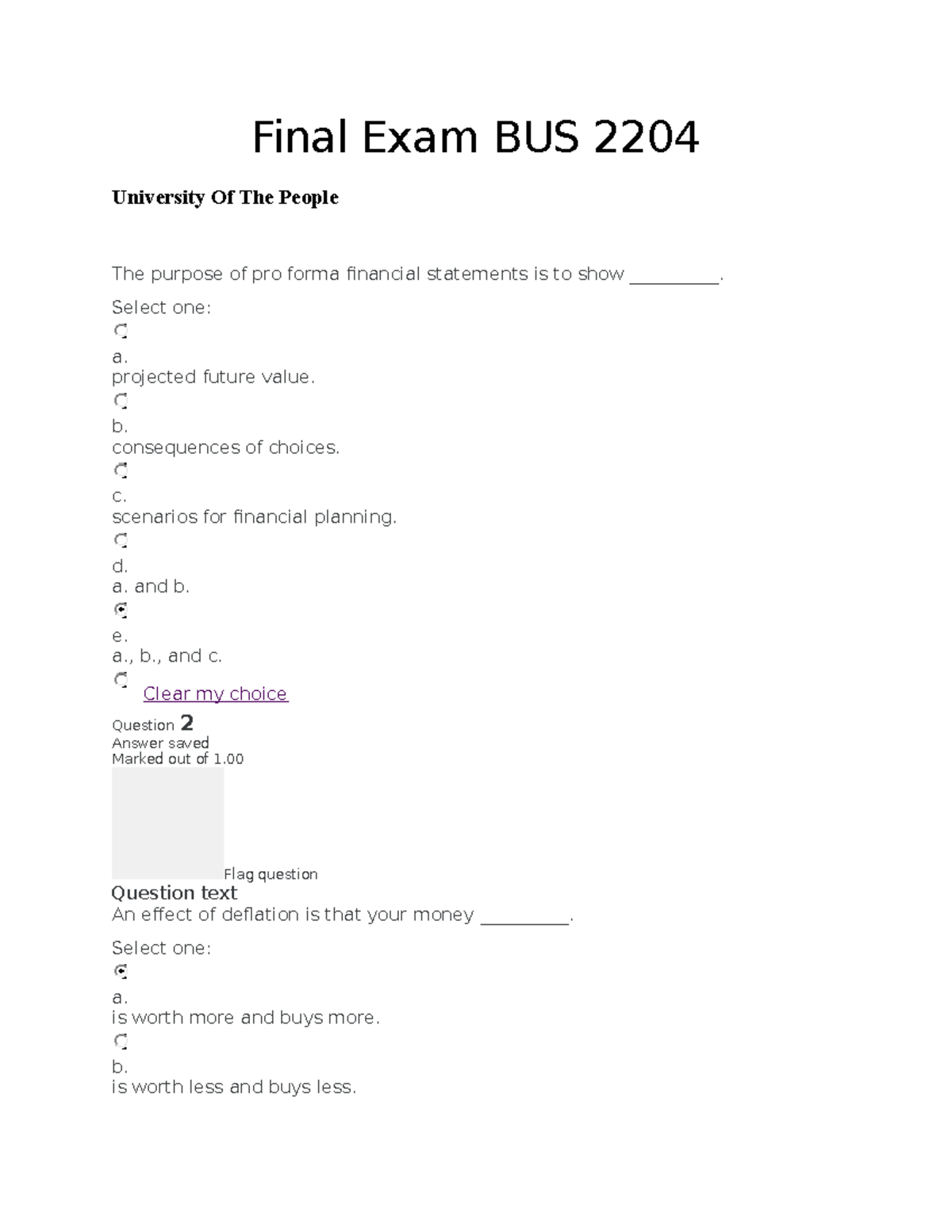 Final Exam BUS 2204 University Of The People - Final Exam BUS 2204 ...