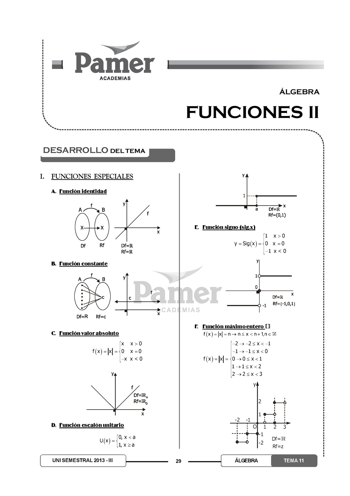 Tema 11 - Funciones II - FUNCIONES II ÁLGEBRA I. FUNCIONES ESPECIALES A ...