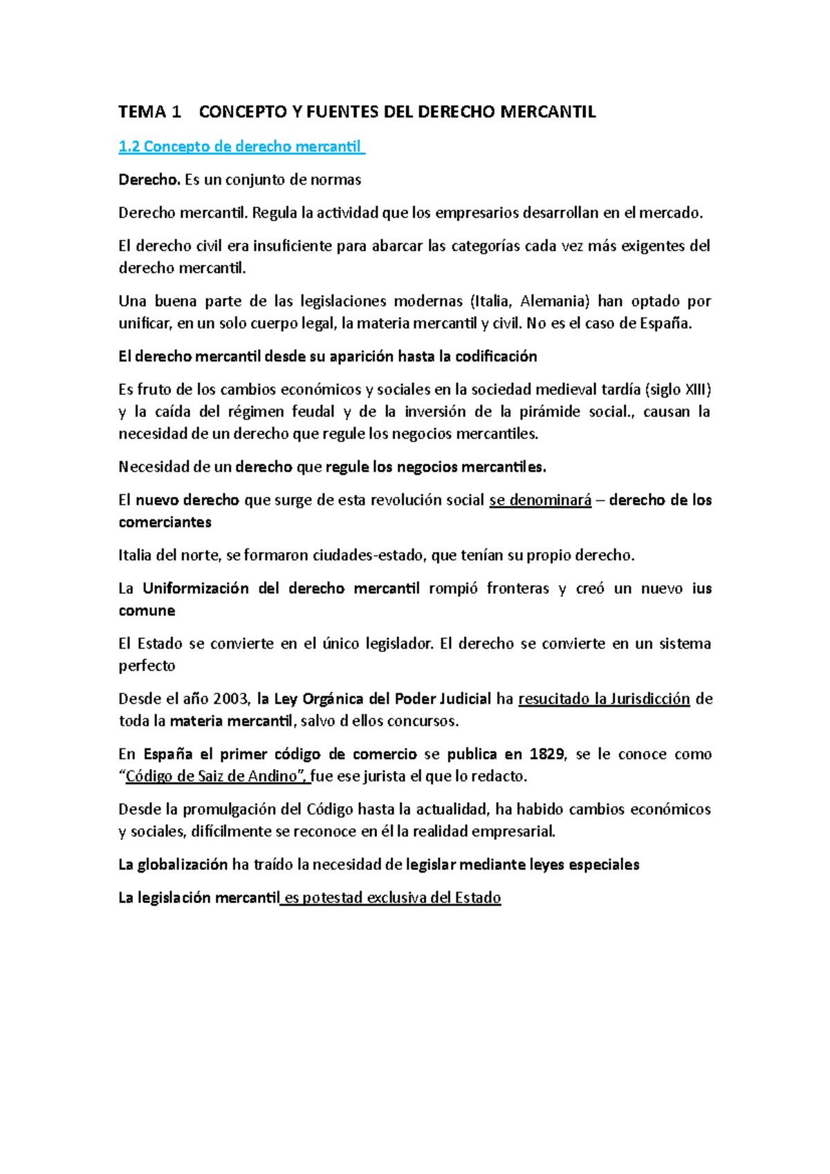 TEMA 1 D. Mercantil Concepto Y Fuentes DEL Derecho Mercantil - TEMA 1 ...