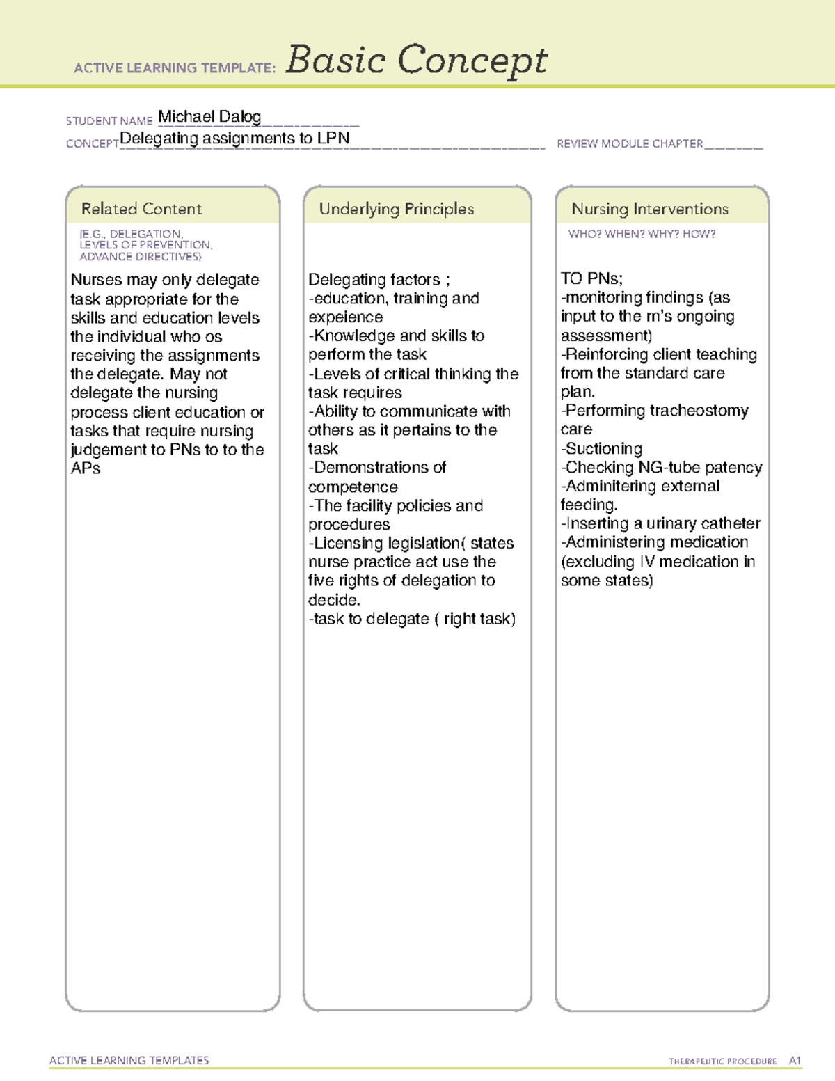 Active Learning Template Basic Concept - RN 212 - ACTIVE LEARNING ...