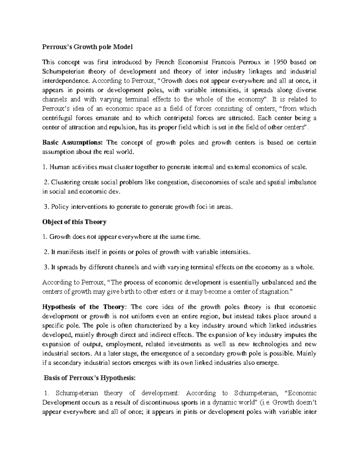 Perroux Model Perroux’s Growth pole Model This concept was first