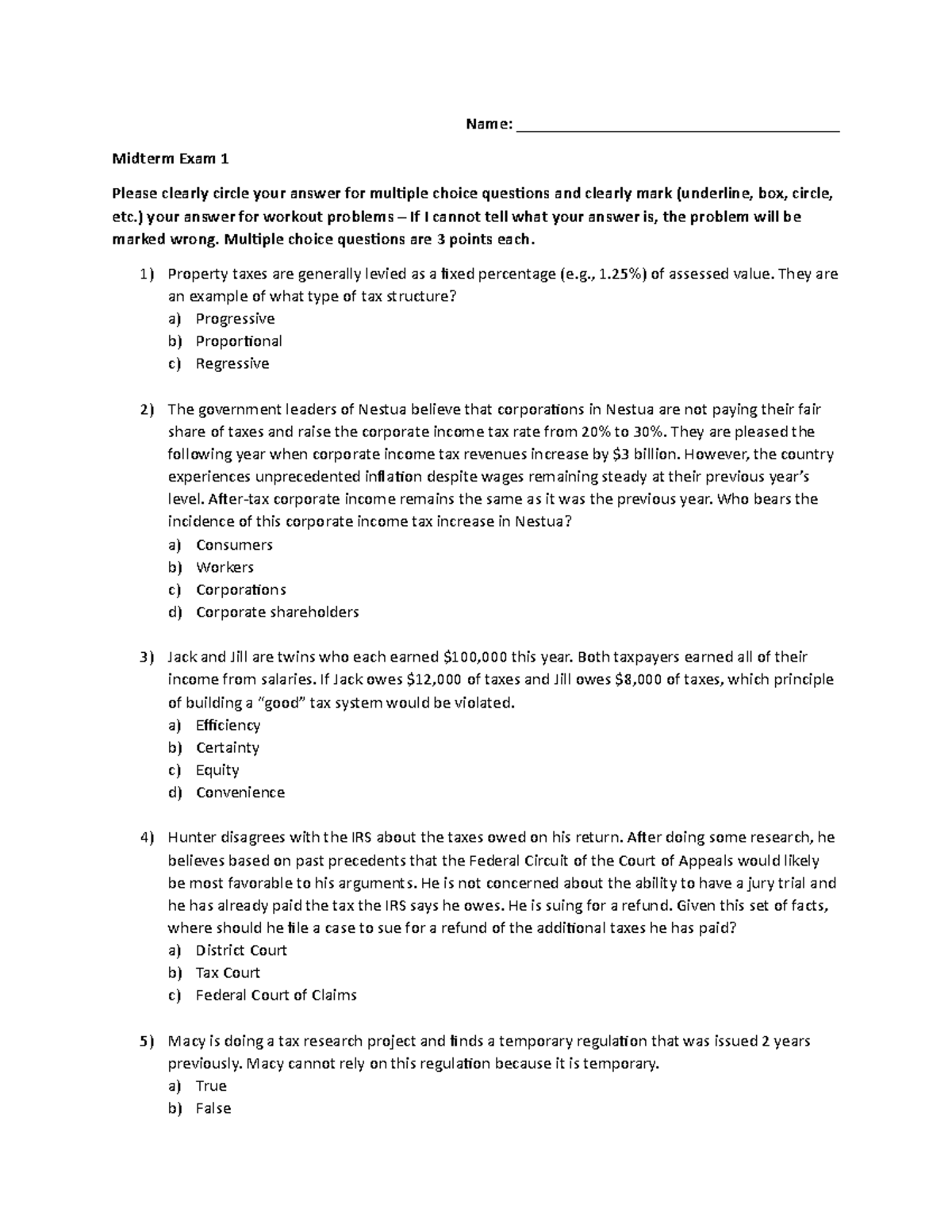 Practice Exam 1 ACCT 3603 University of Oklahoma Studocu