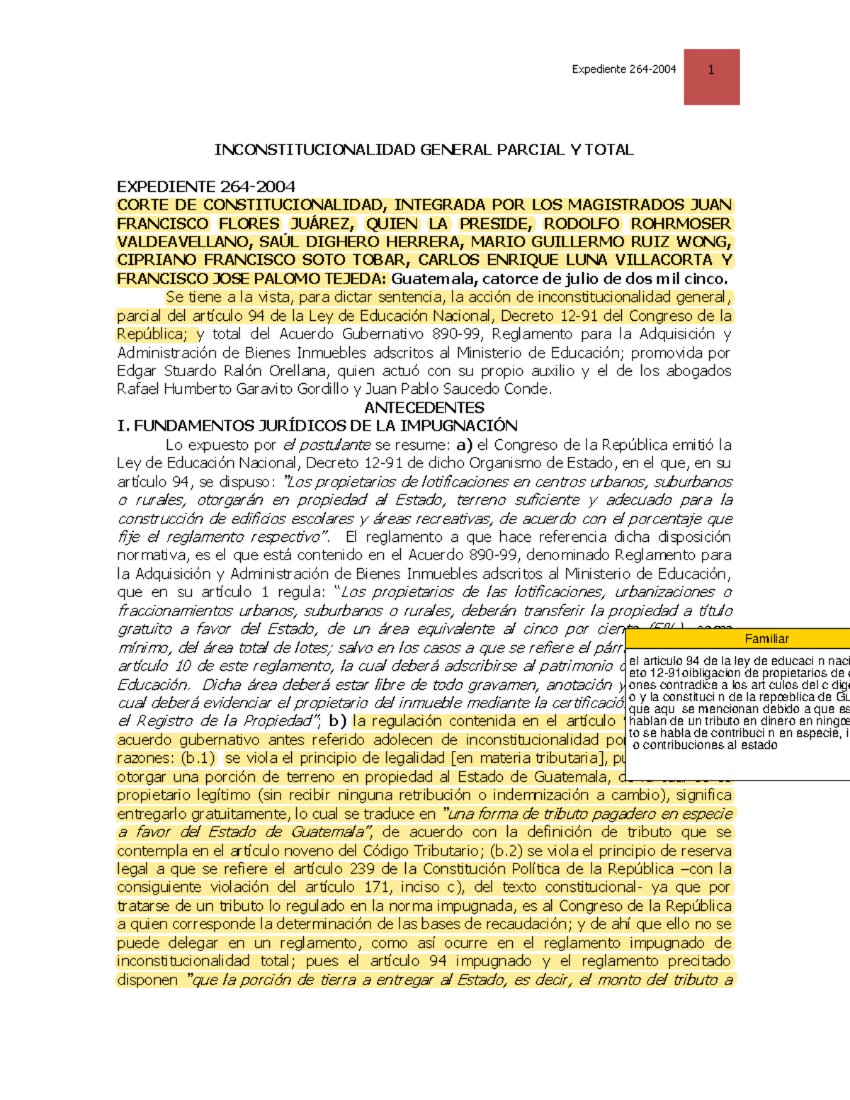 Inconstitucionalidad En Caso Concreto Parcial - INCONSTITUCIONALIDAD ...