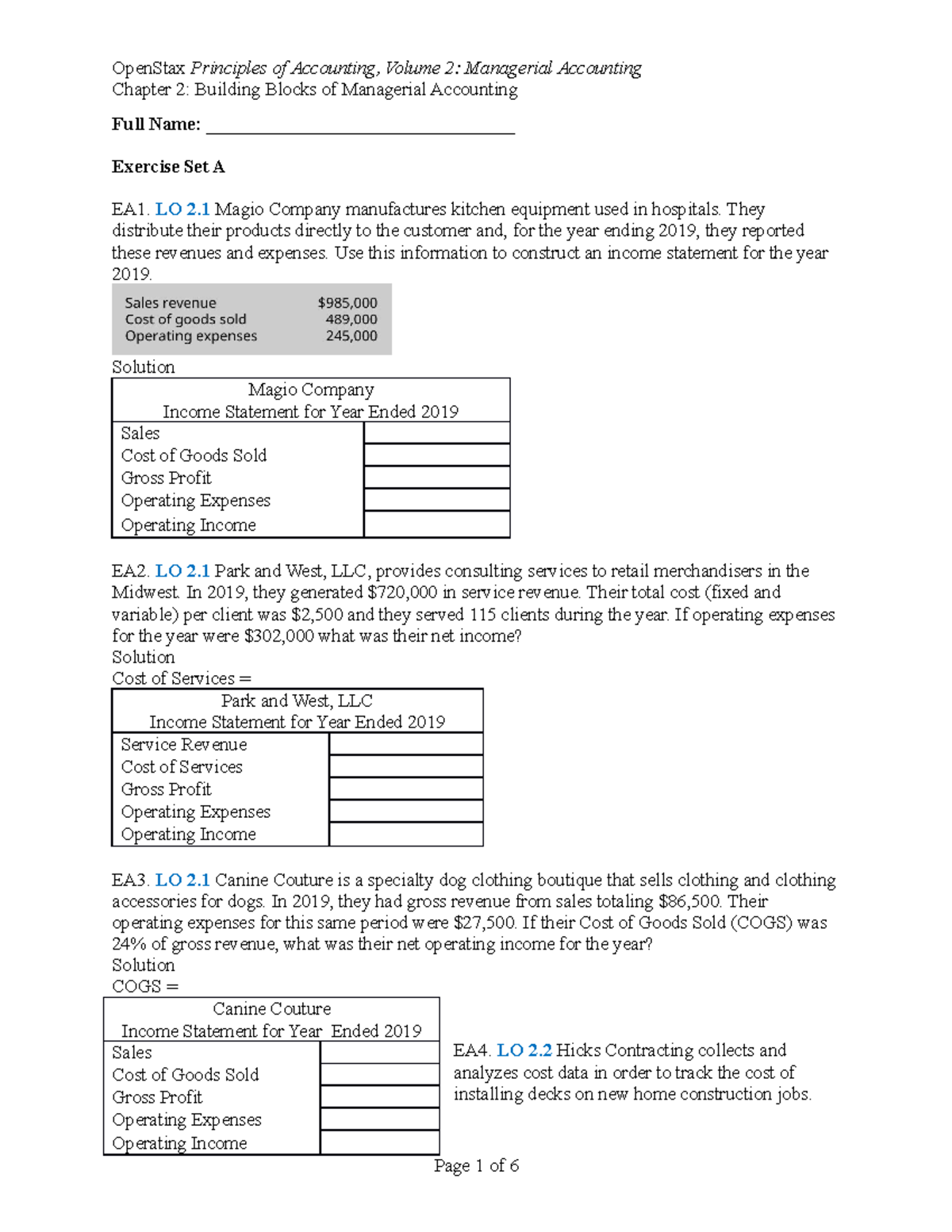 Managerial Accounting Ch02 ES - Chapter 2: Building Blocks Of ...