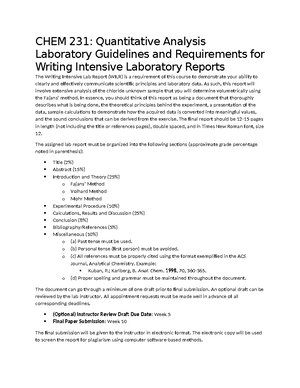 Chem 231 Report 3 - Experiment #3: Acid-Base Titration and Purity ...