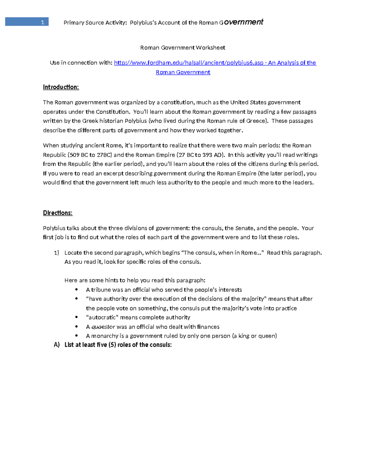 primary-source-activity-polybius-roman-government-roman-government