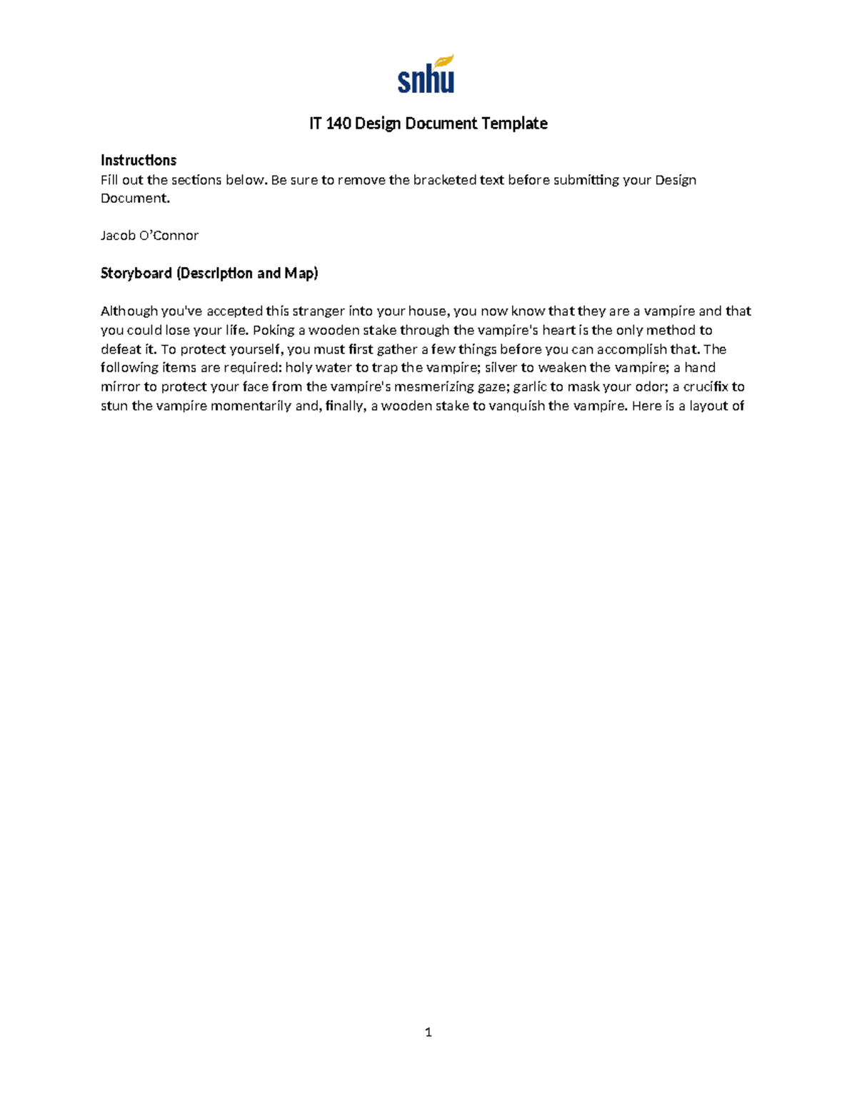 5-3 Assignment - IT 140 Design Document Template Instructions Fill out ...