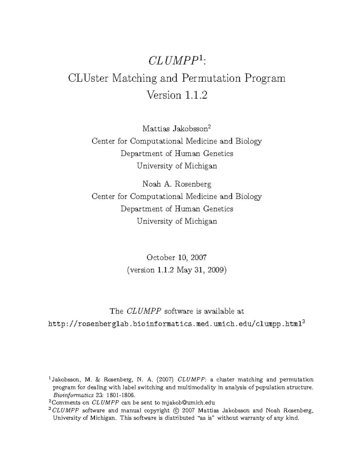 Clumpp Manual - Analyse des données génétique - CLUMPP 1 : CLUster ...