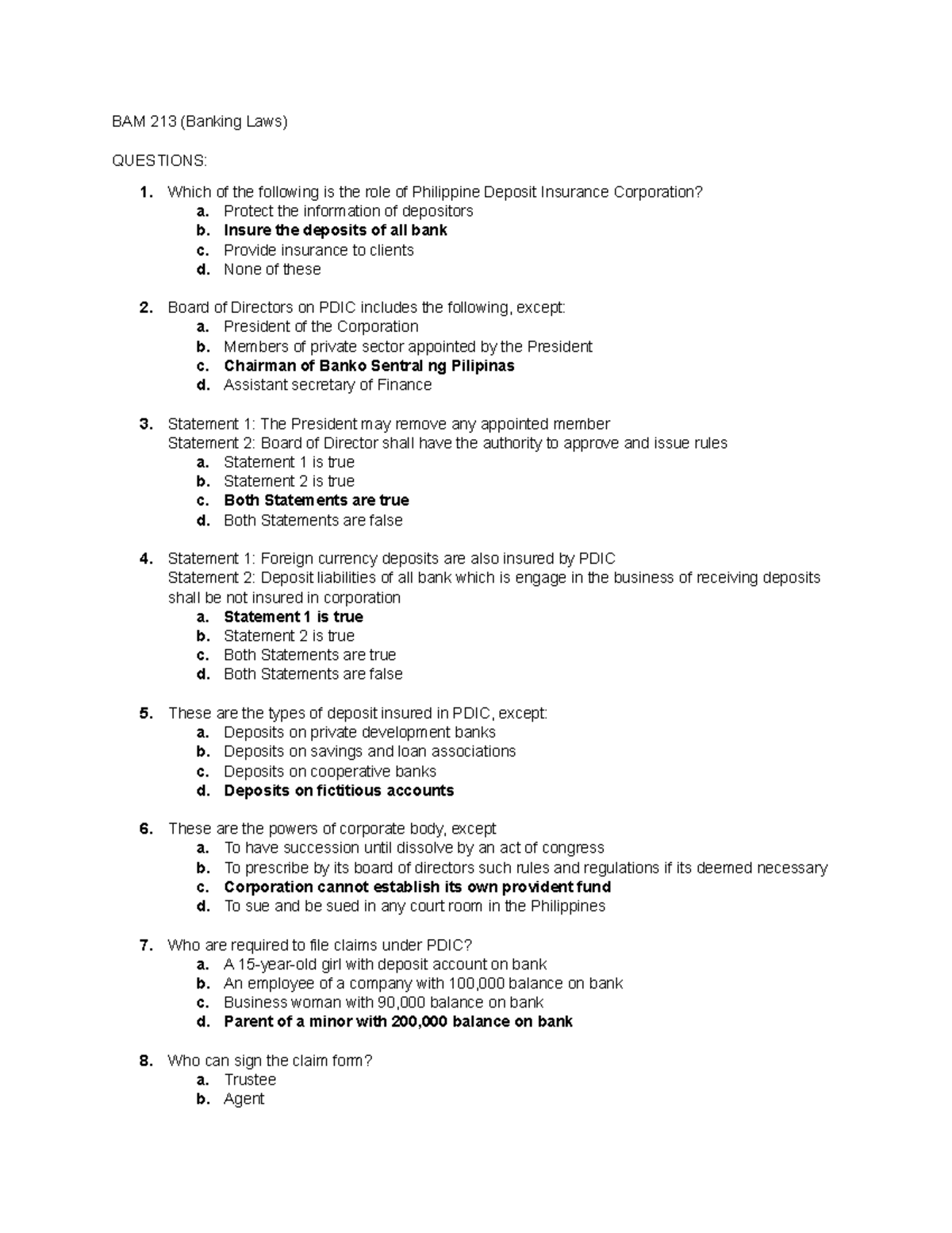 Banking LAWS - BAM 213 Learning Materials - BAM 213 (Banking Laws ...