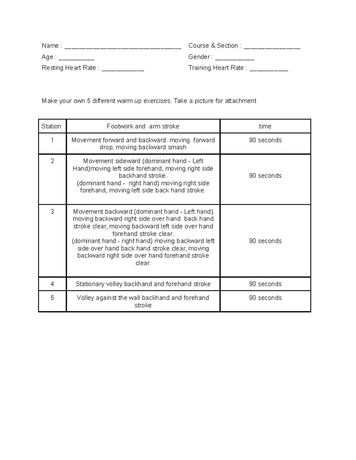 P. E. 3 Badminton Activity Drills - Name ...