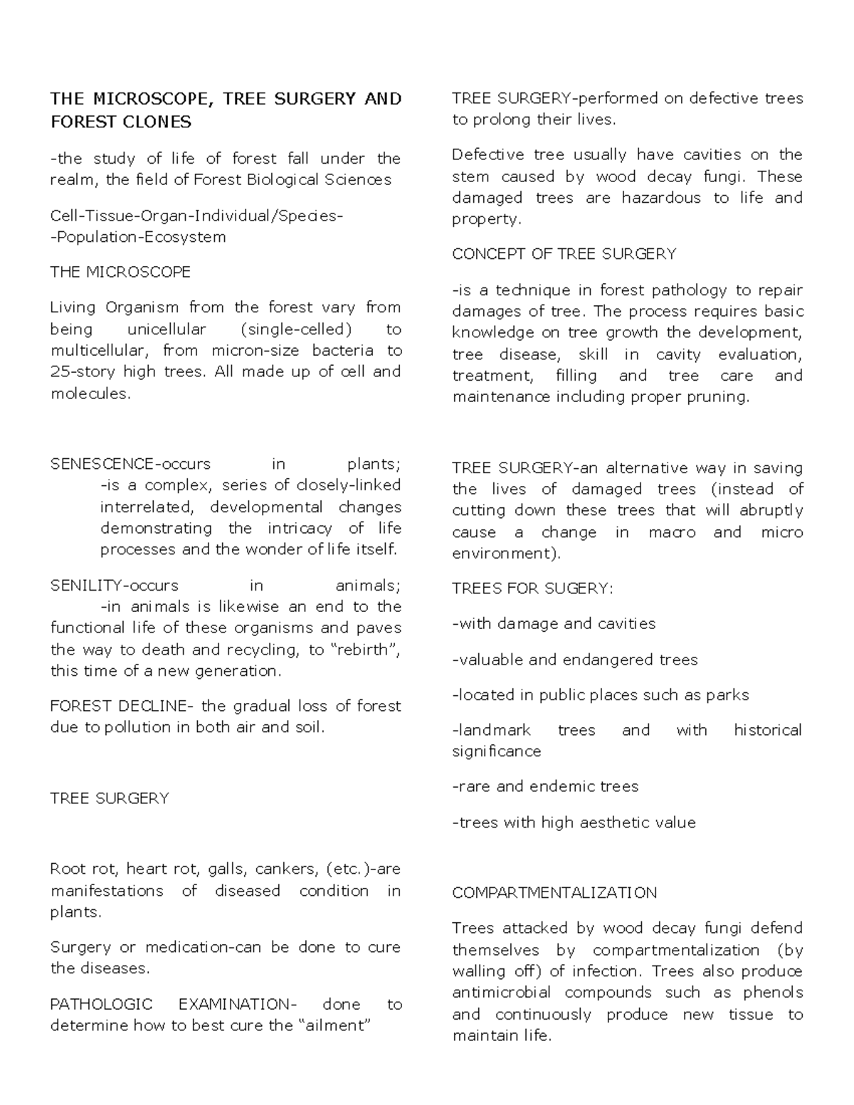 Tree Surgery - Forest Resources Management - University of the ...