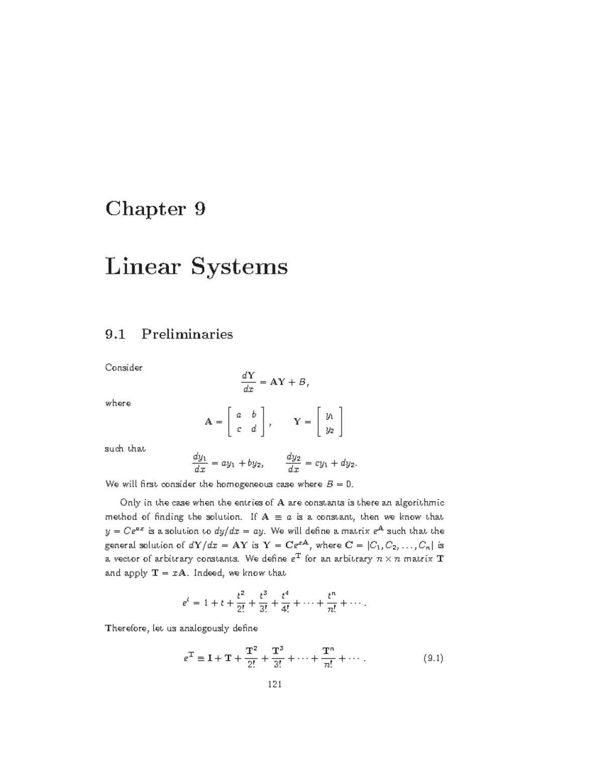 Differential equation p7 - Chapter 9 Linear Systems 9 Preliminaries ...