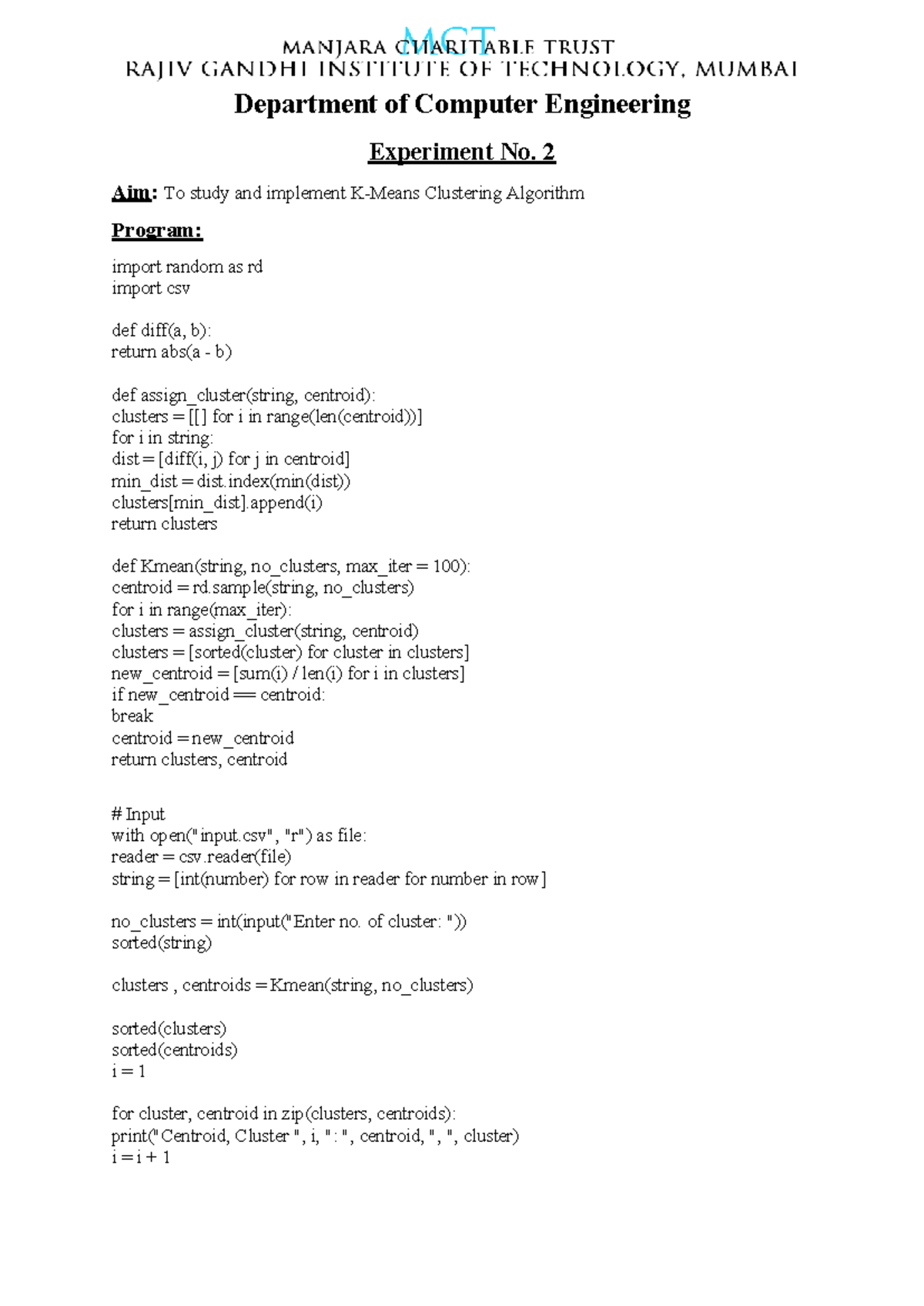 BDA EXPIREMENT 2 - Department of Computer Engineering Experiment No. 2 ...