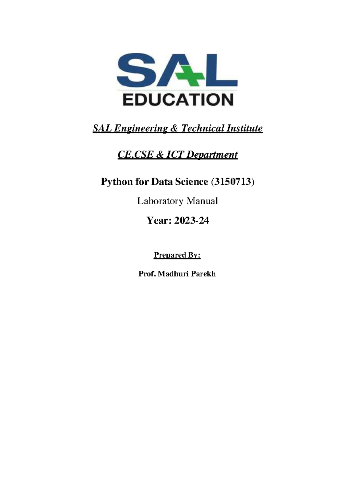 4. Lab Manual 1 - SAL Engineering & Technical Institute CE,CSE & ICT ...