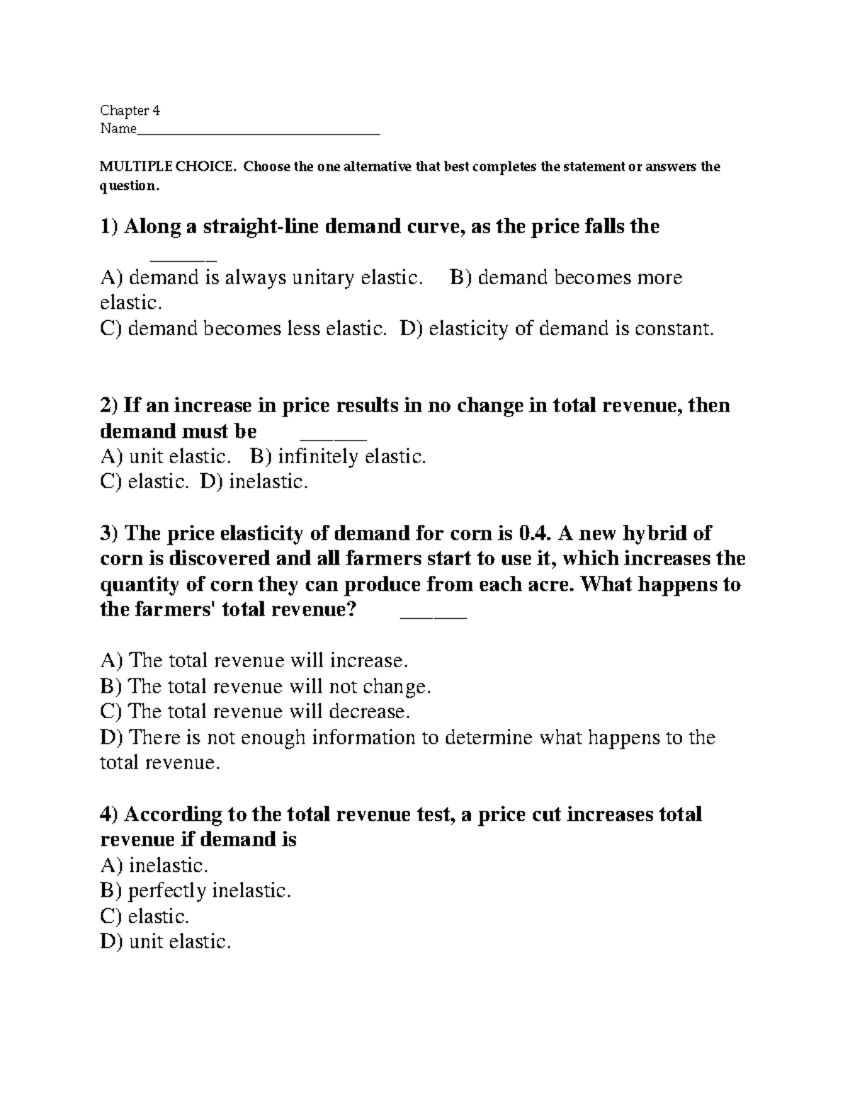 Exercise sheet ch4 part 3 - Chapter 4 Name ...