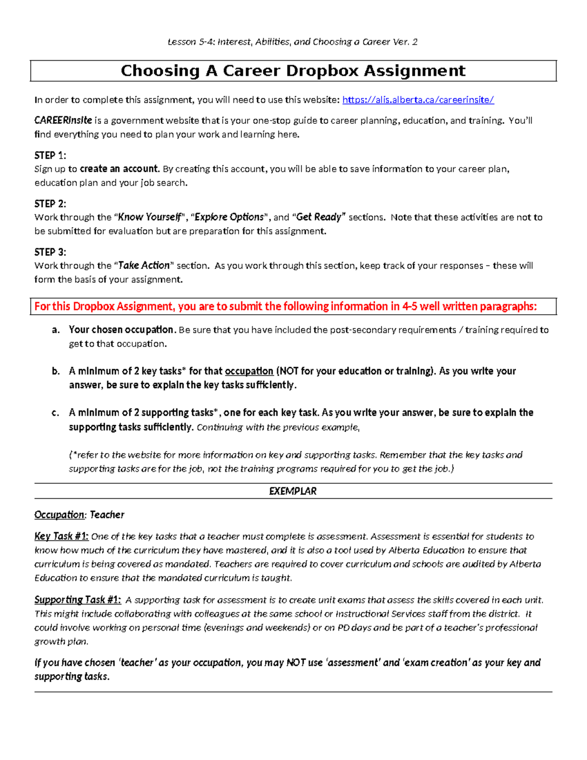 Copy of 5.4 Ver 2 - Interests Abilities and Choosing a Career - Lesson ...