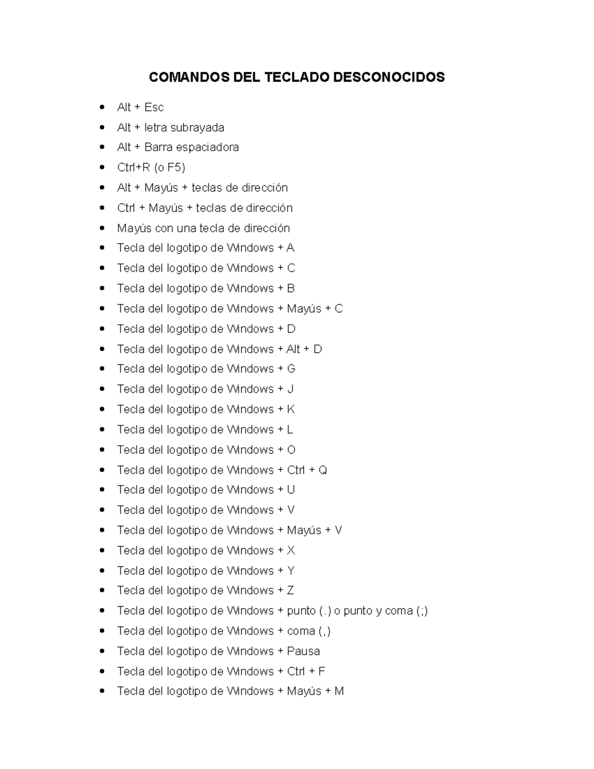 Comandos DEL Teclado Desconocidos - COMANDOS DEL TECLADO DESCONOCIDOS ...