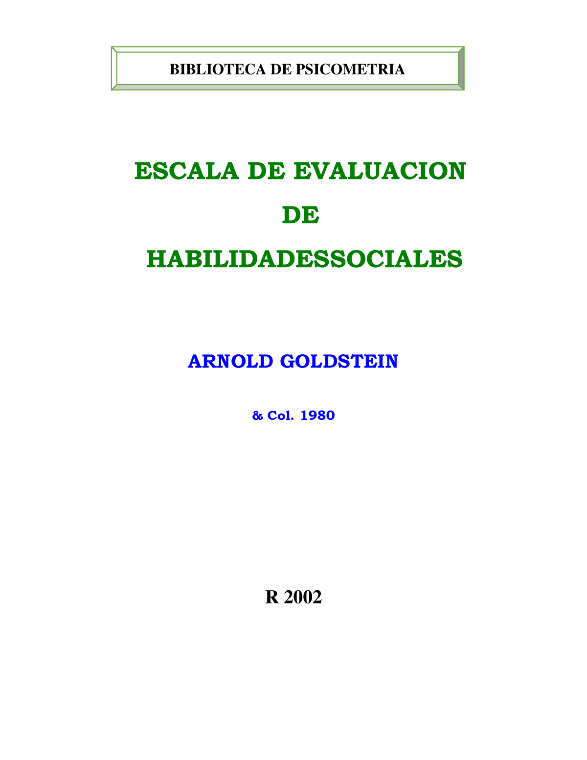 Escala De Evaluacion De Habilidades Socia Escala De Evaluacion De Habilidadessociales Arnold 0197