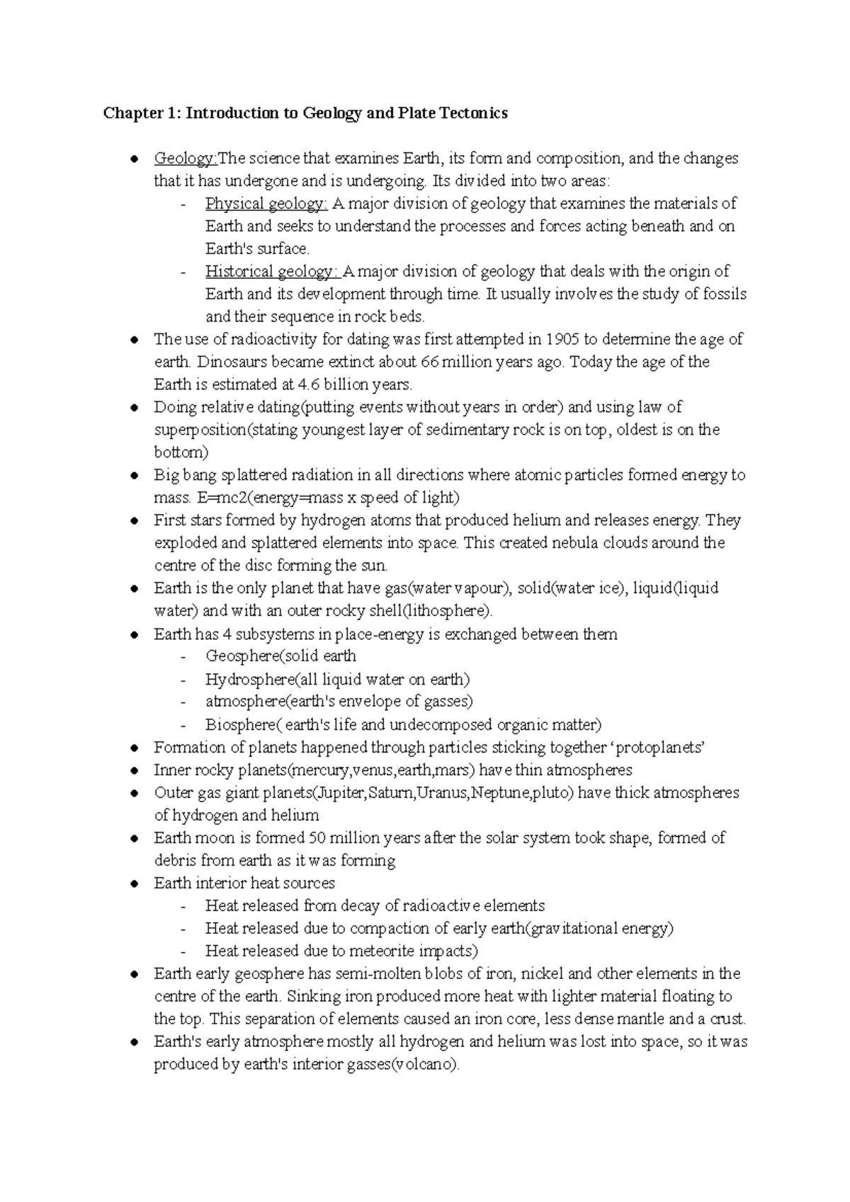 Earth Science Reading - Chapter 1: Introduction to Geology and Plate ...