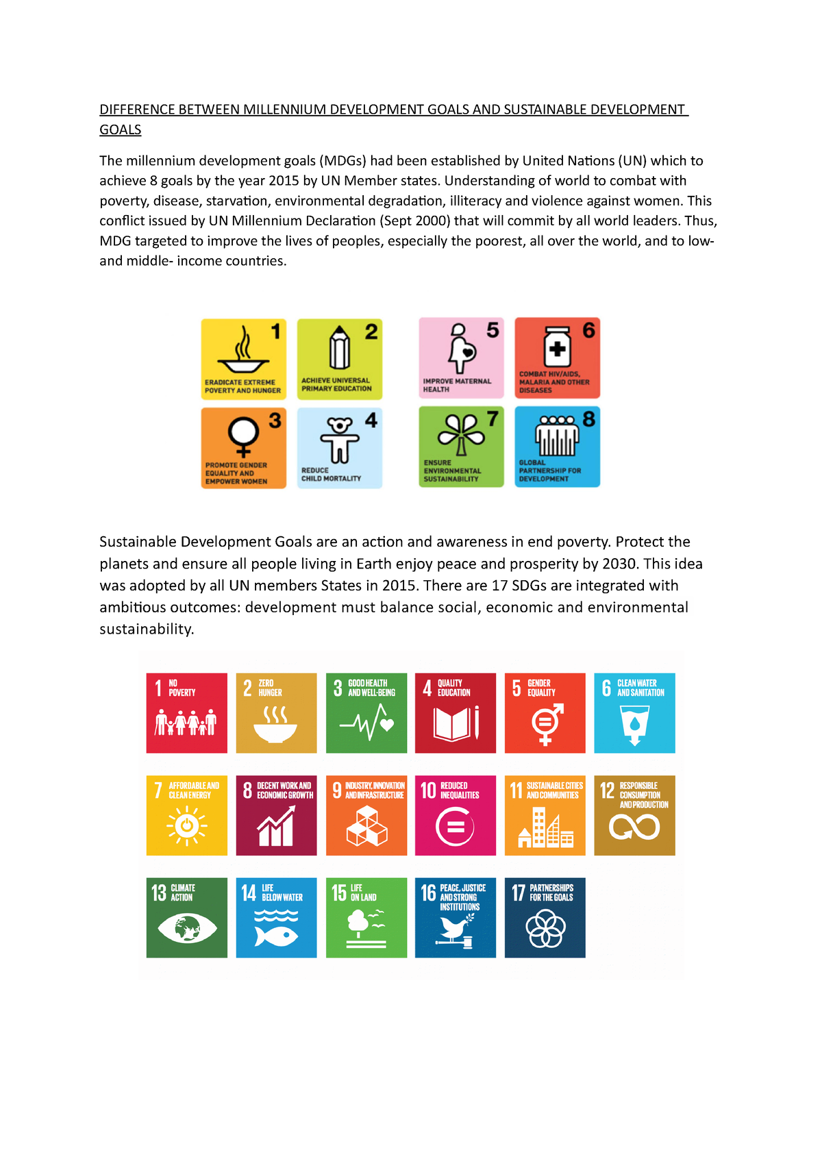 Relationship Between Millennium Development Goals And Sustainable Development Goals