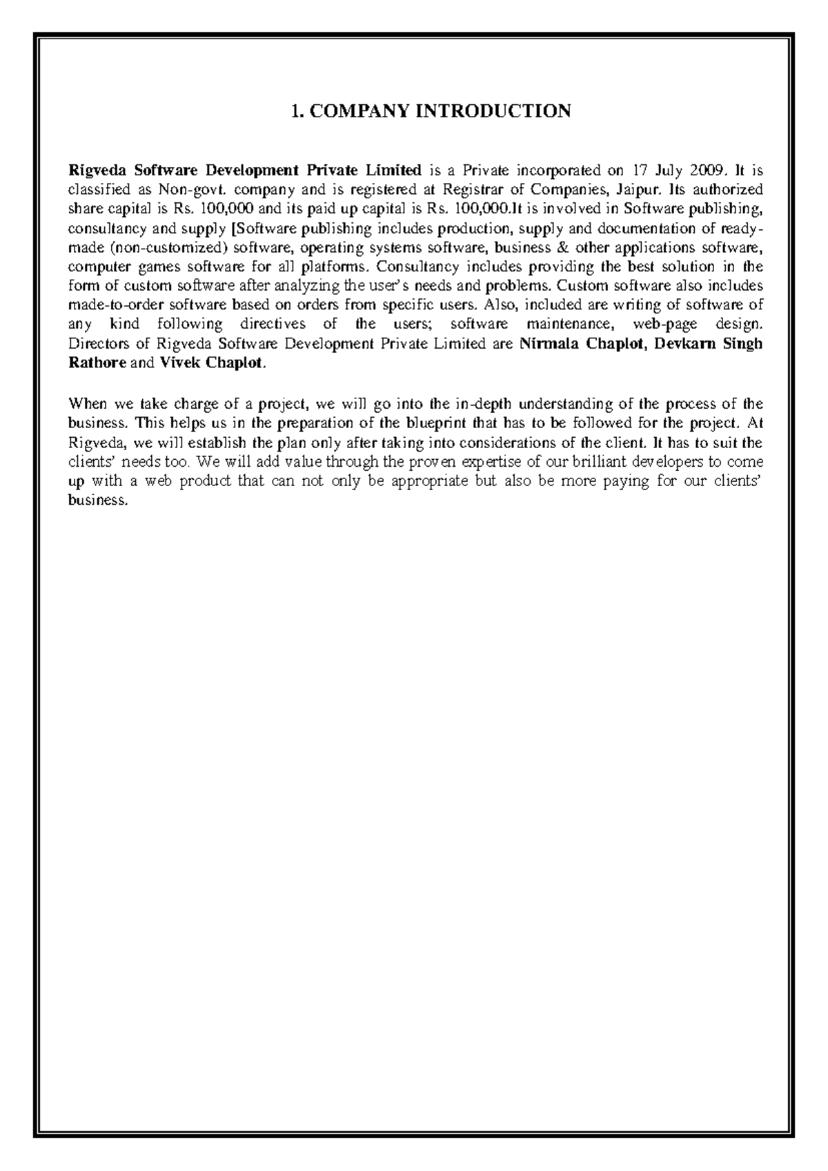 1-company-introduction compress - 1. COMPANY INTRODUCTION Rigveda ...