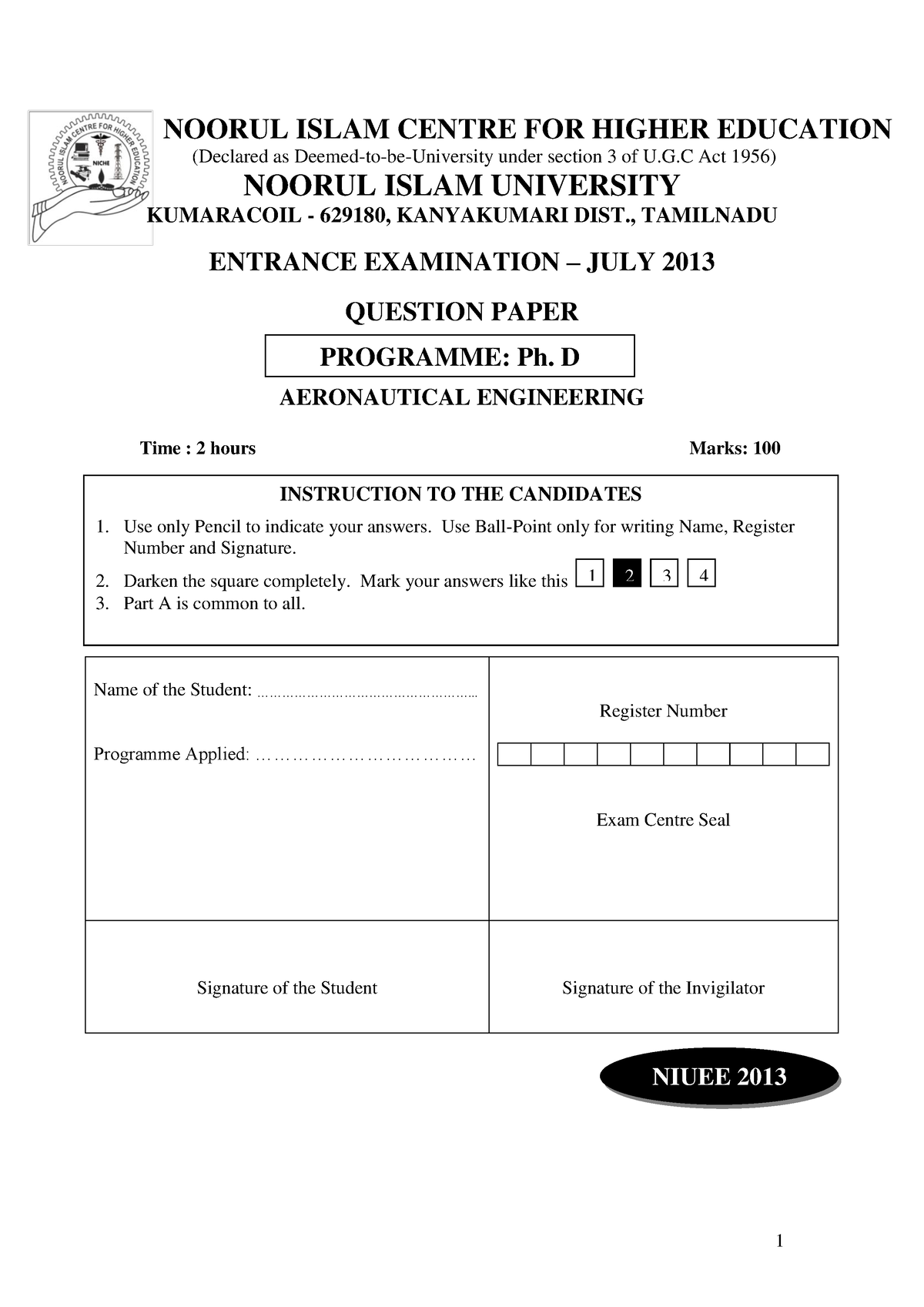 phd entrance previous year papers