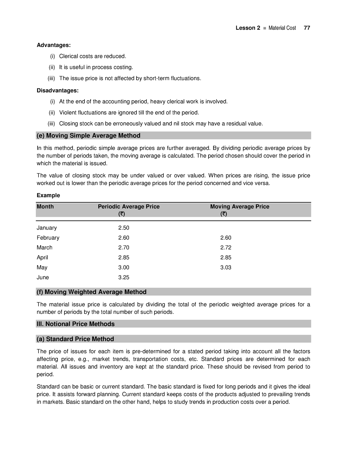 Cost AccountingNotional Price Methods Lesson 2 Material Cost 77