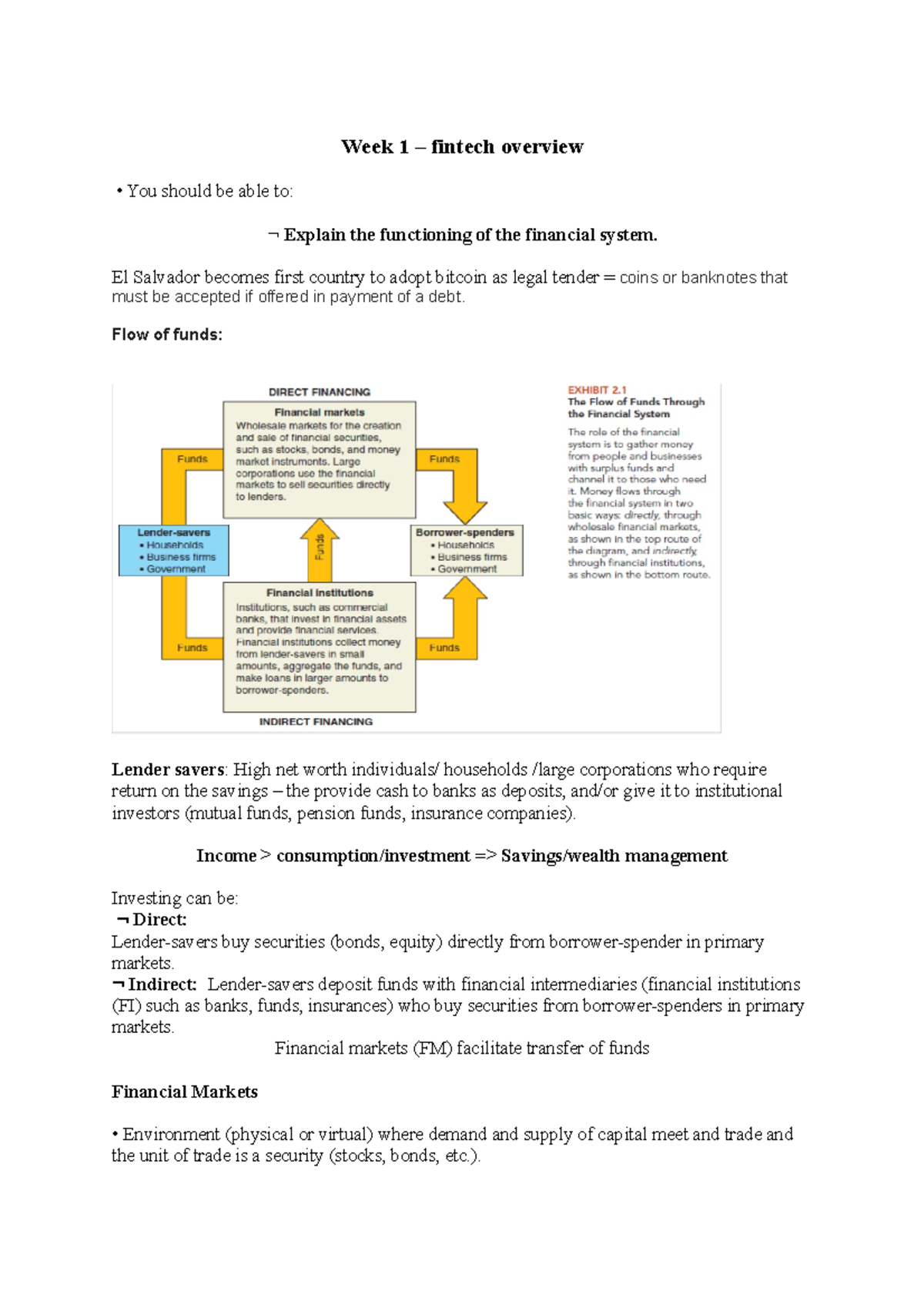 Week 1 course content - Week 1 – fintech overview You should be able to ...