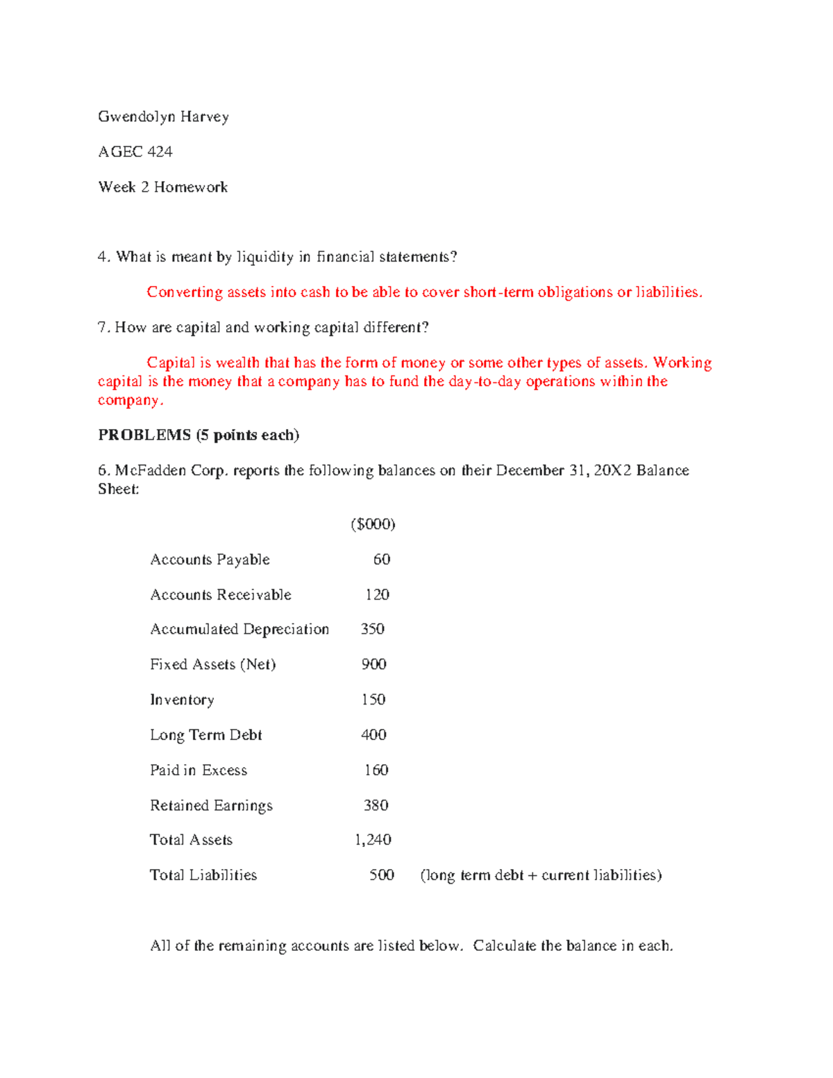 Week 2 - week 2 - Gwendolyn Harvey AGEC 424 Week 2 Homework What is ...