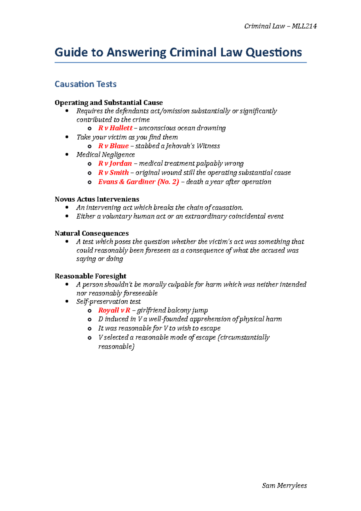 criminal law essay questions and answers