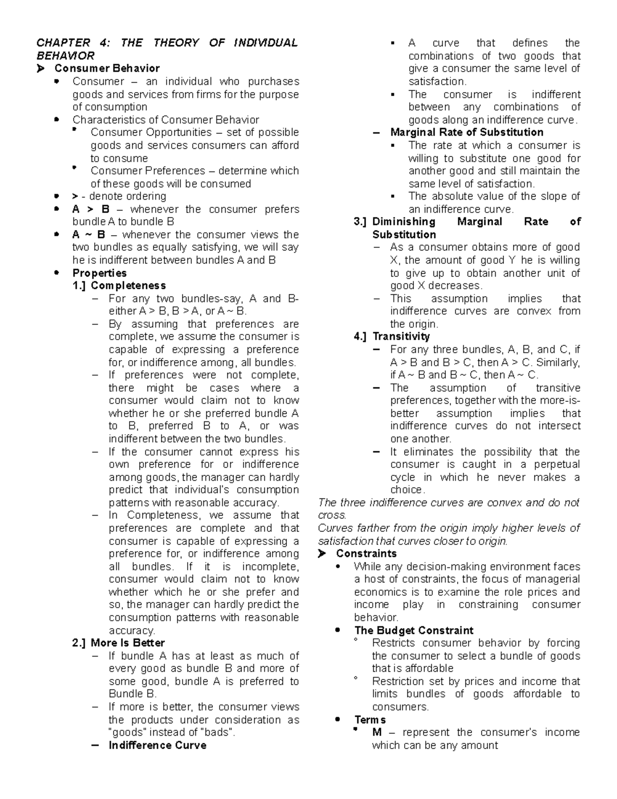 managerial-economics-chapter-4-the-theory-of-individual-behavior