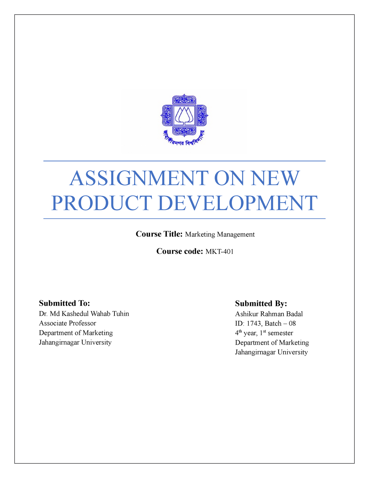 new product development assignment pdf