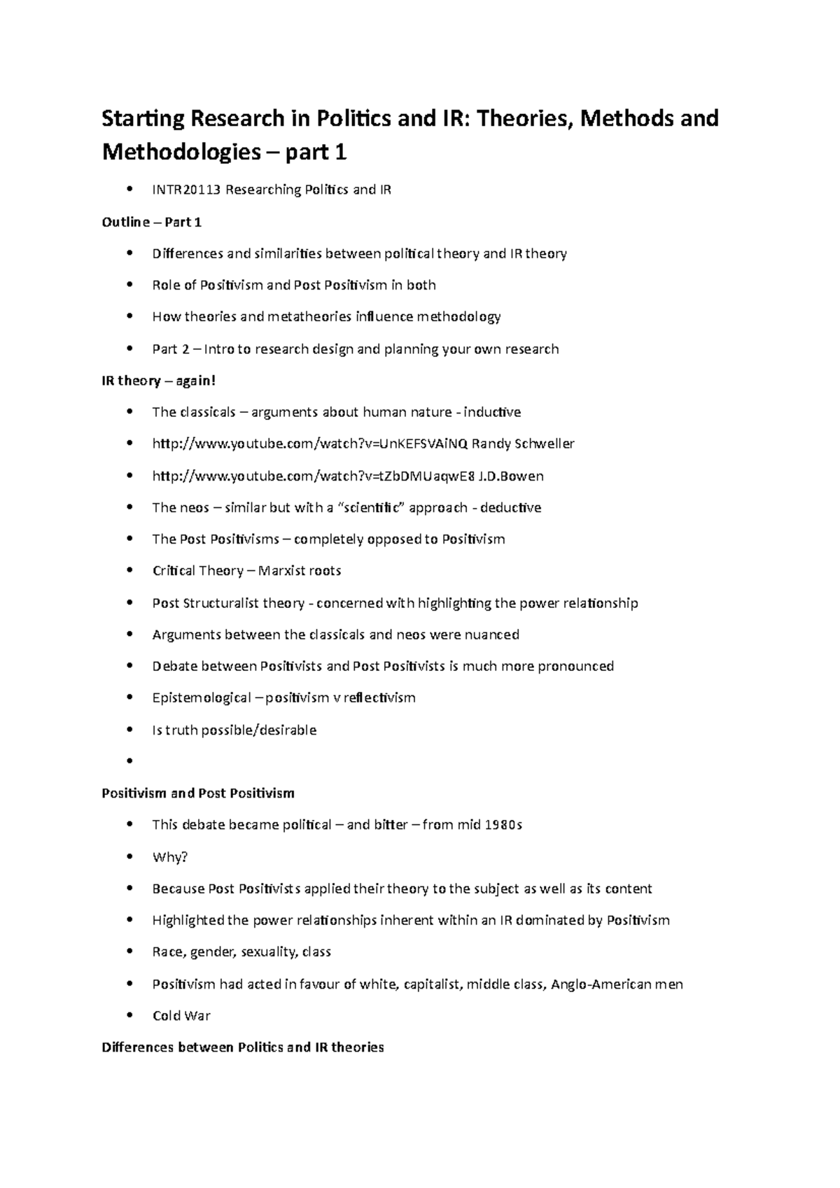 Starting Research in Politics and IR Theories, Methods and ...