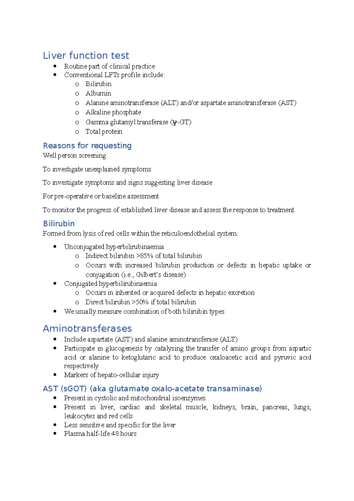 Liver Function Test - Lecture Notes - Liver Function Test Routine Part 