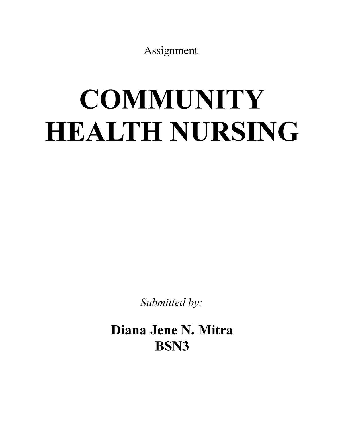 community health nursing assignment pdf