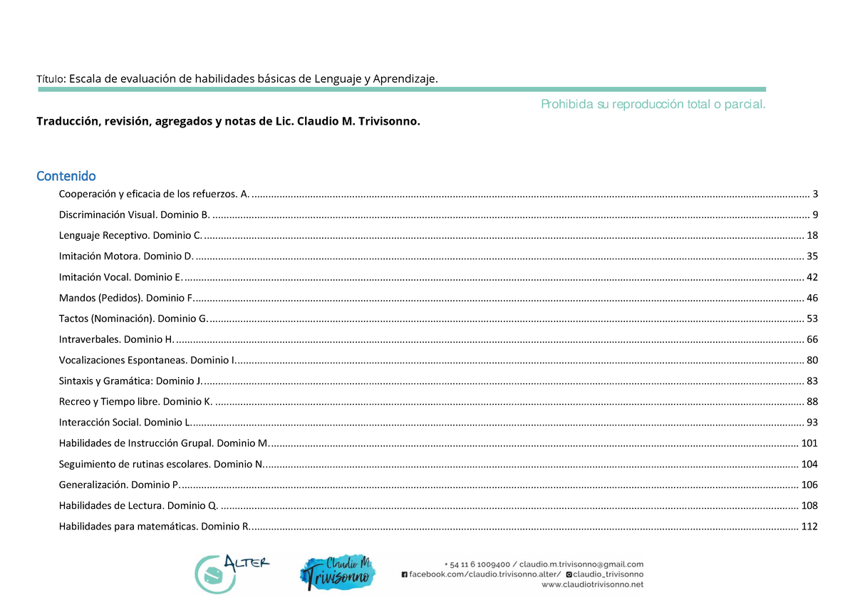 Ablls - PRCESOS - TÌtulo: Escala De EvaluaciÛn De Habilidades B·sicas ...