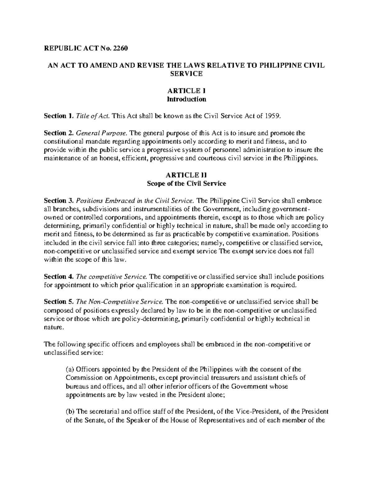 PHL89263 - PHL 89264 - REPUBLIC ACT No. 2260 AN ACT TO AMEND AND REVISE ...