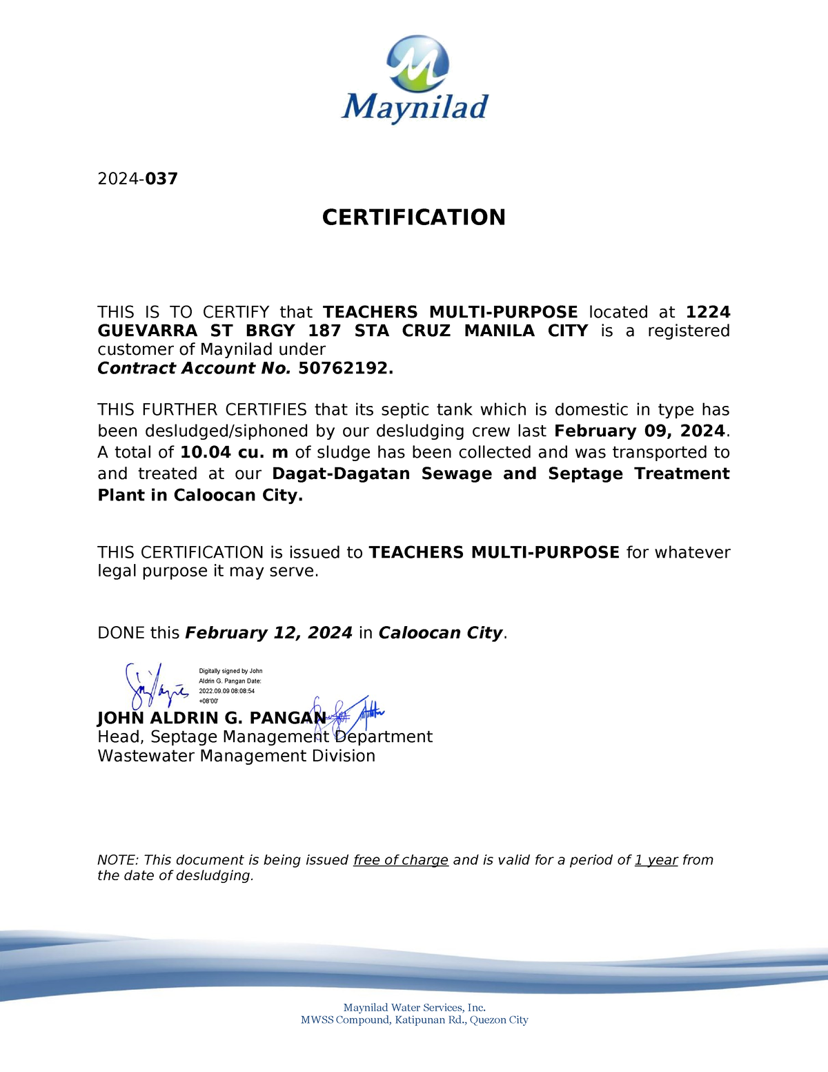 2022-036 Desludging- Certificate Teachers- Multi- Purpose-signeda ...