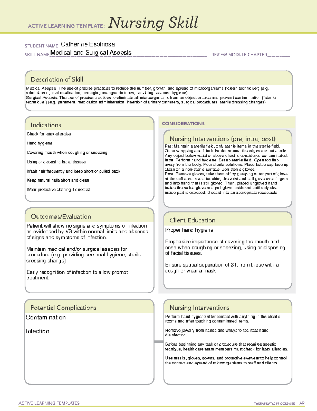 explain the concepts of medical and surgical asepsis