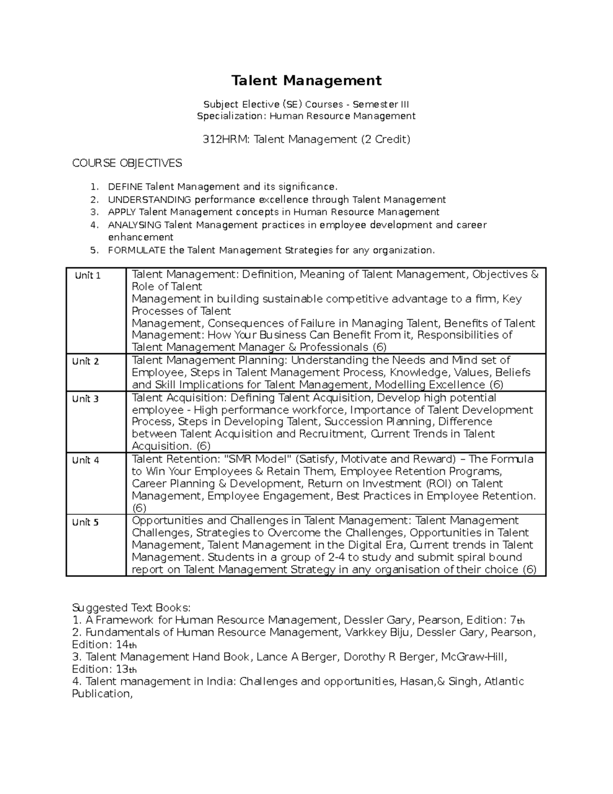 Talent Management Syllabus : Talent Management Course with Certificate ...
